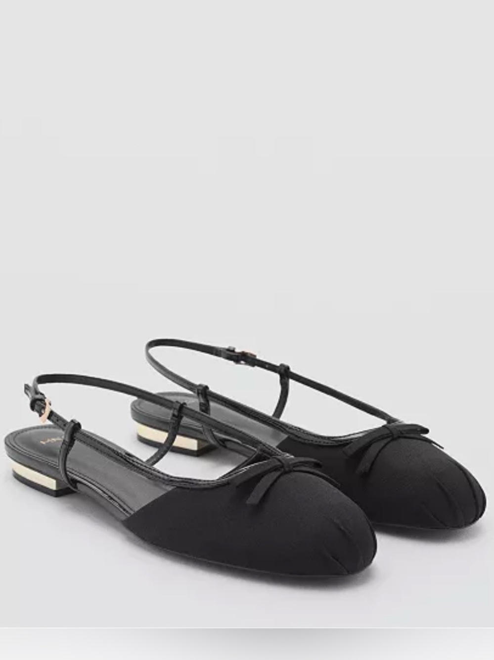 Mango Black Bow Tie Detail Ballet Shoes